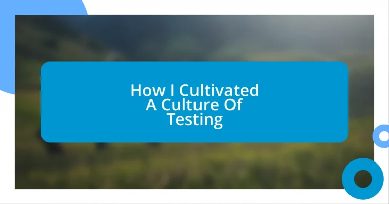 How I Cultivated A Culture Of Testing