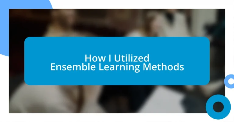 How I Utilized Ensemble Learning Methods