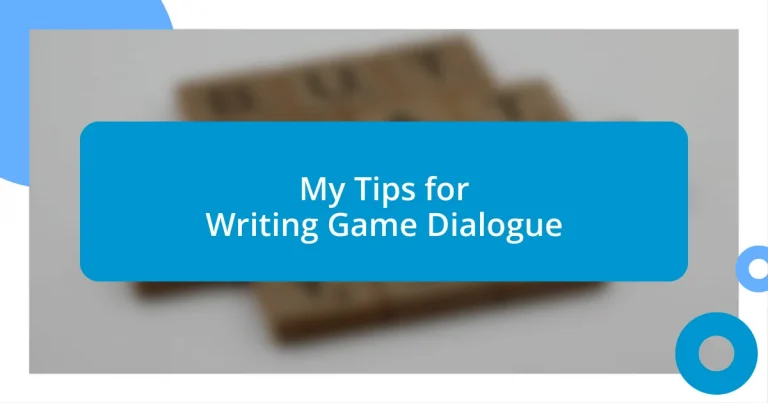 My Tips for Writing Game Dialogue