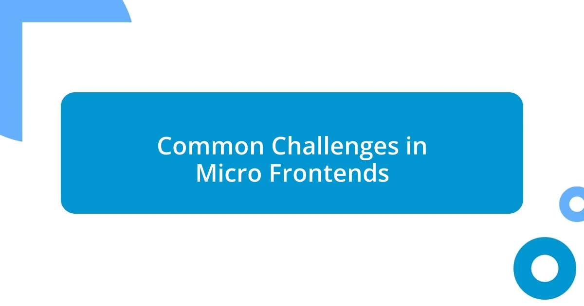 Common Challenges in Micro Frontends