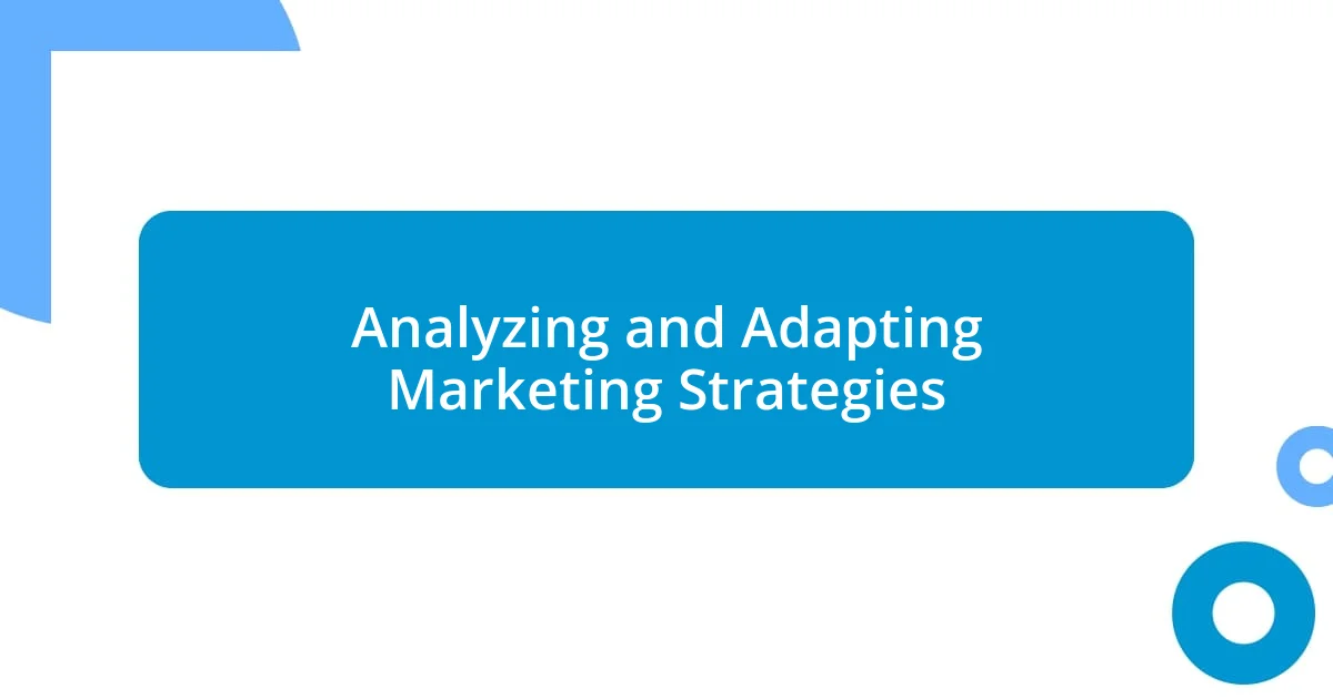 Analyzing and Adapting Marketing Strategies